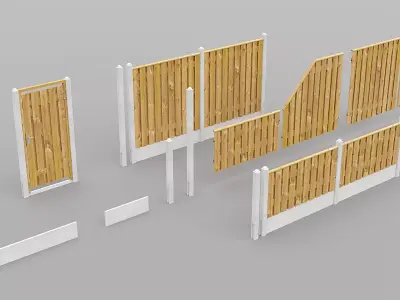 Garden Fence BuildingKit - White poles sphere top 3D model