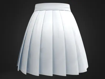 White Pleated Mini Skirt Low-poly 3D model