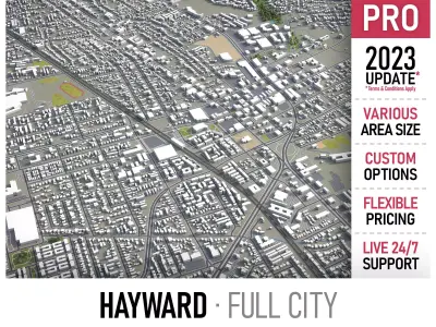 Hayward - 3D City Model Low-poly 3D model