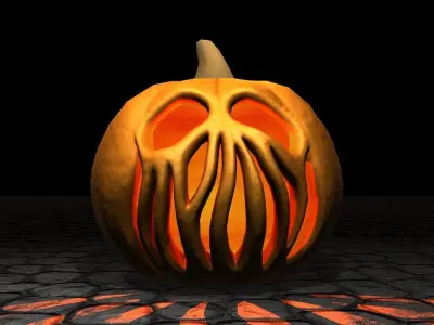 Creepy low poly jack-O-Lantern Pumpkin for Halloween Low-poly 3D model