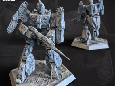 Standing Tank Mech  3D Printable 100mm 3D print model