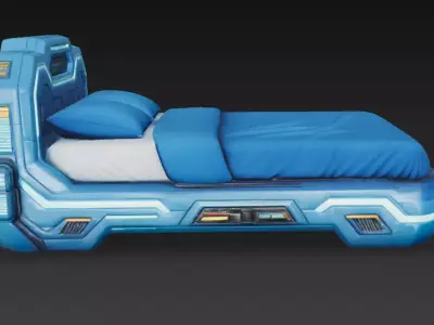 Futuristic Sci-fi Bed Low-poly 3D model