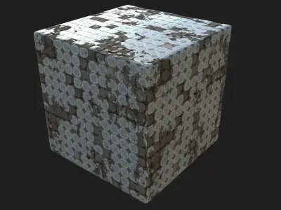 Broken Tiles on Bricks texture Low-poly 3D model