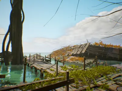 Slum Island Low-poly 3D model