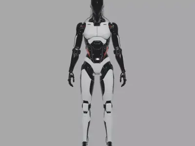 Futuristic Female Android Robot Low-poly 3D model
