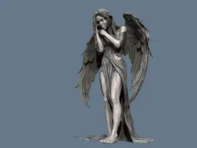 angel statue Low-poly 3D model