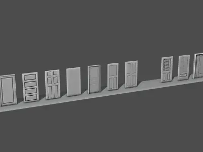 22 Doors and Windows Package Low-poly 3D model