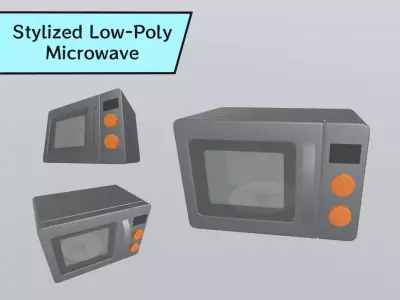 Stylized Low-Poly Microwave Low-poly 3D model