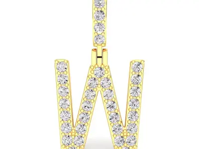Alphabet W-letter single row pendant 3D print model