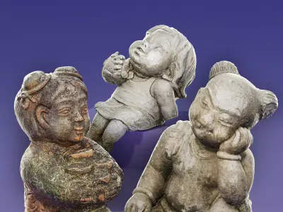 Old Stone Statues PBR 3D Model Pack