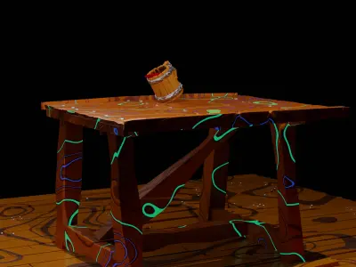 Stylized table floor and mug Free 3D model