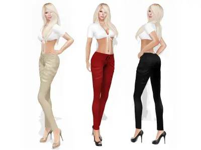 Harem Pants Front Tied Low-poly 3D model