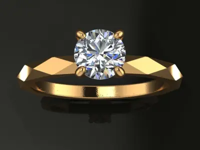 Low Poly Flat Facet Engagement Ring 3D print model