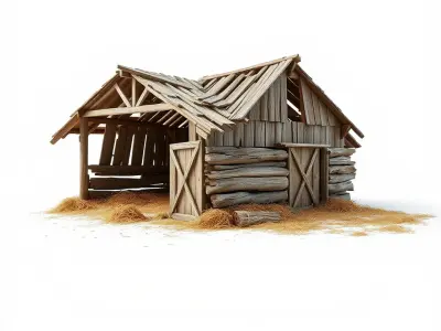 Rustic Wooden Barn Model Pack Low-poly 3D model