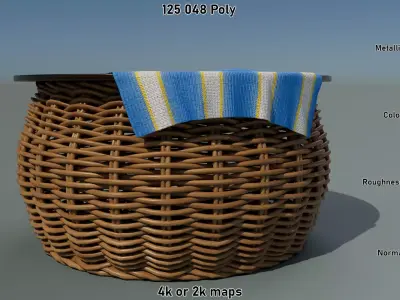 Wicker Low Table Low-poly 3D model