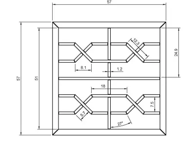Nawametsunagi wooden window frame with lattice design 3D print model