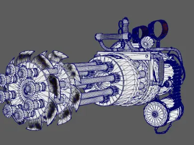 Stylish Gatling machine gun Low-poly 3D model