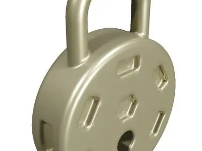 Classic Brass Lock Low-poly 3D model