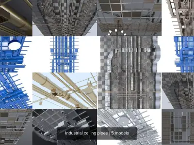 Industrial ceiling pipes 3D Model Pack