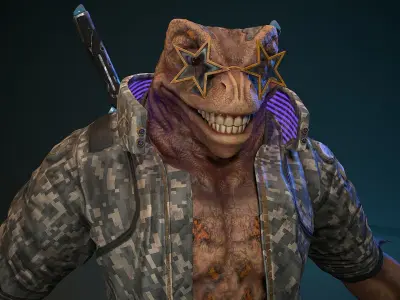 Cyberpunk Frog Low-poly 3D model