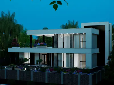 Modern Two-Story Villa High-Quality 3D Model and visualization 3D model