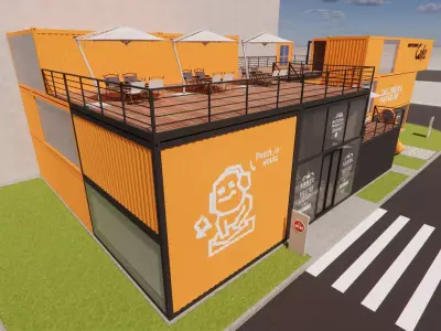 Container coffee shop-1 3D model