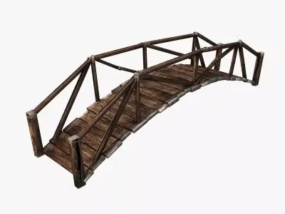 Curved plank bridge Low-poly 3D model
