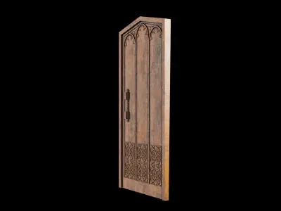 Medieval Gothic Wooden Door 3D model