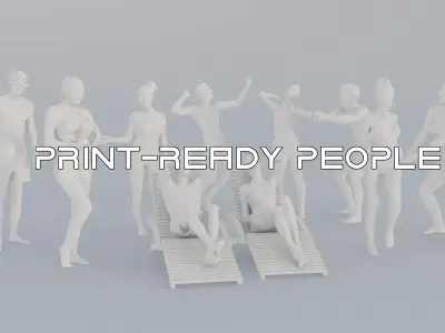 10X Beach People Realistic Scans Figures Crowds 3D print model