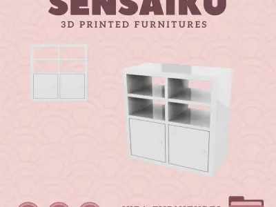 KALLAX Shelf V9 with 2 Doors and Insert - IKEA 3D Print 3D print model