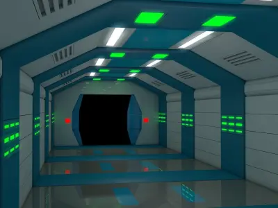 Sci Fi Corridor  Low-poly 3D model 2