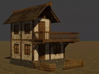 Medieval house seven 3 Low-poly 3D model