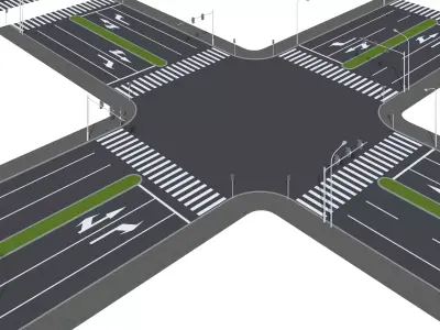 Parking Lot Scene with Low-poly 3D model