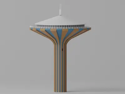 Cartoon Water Tower Riyadh Saudi Arabia Low-poly 3D model