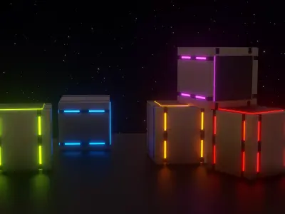 Sci-Fi Cargo Cube Low-poly 3D model