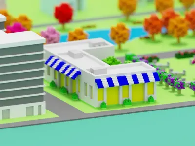 Voxel City  Low-poly 3D model