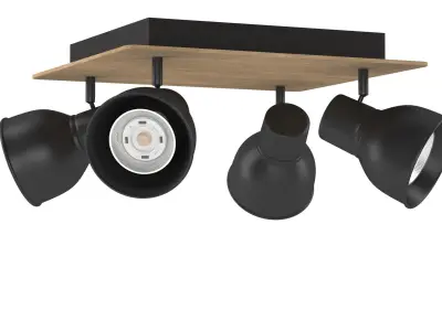 Ceiling LED spots wood 3D model