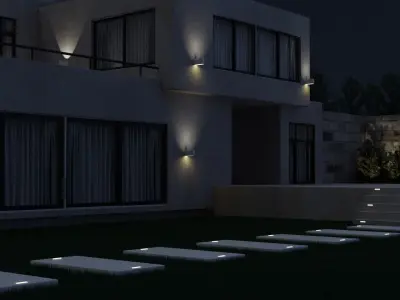 3D-Scene modern house on lawn Free 3D model