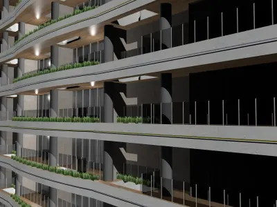 Residential Skyscraper Low-poly 3D model