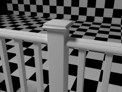 Exterior Railing - White Vinyl - Style 2 3D model