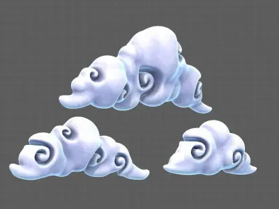 Clouds cartoon V05 Low-poly 3D model