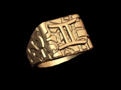 Gemini Horoscope Zodiac Nugget Ring  3D print model