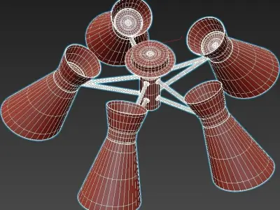 laconica ceiling light with five lights 3D model