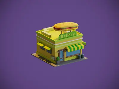Bakery Building Low-poly 3D model
