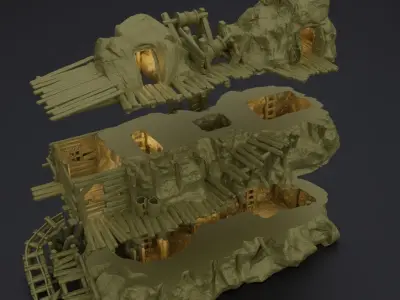 Abandoned Mine Tabletop Terrain 28 MM 3D print model