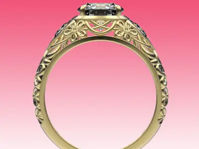 Ring Vintage Flowers 3D print model