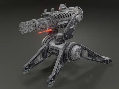 Stylized turret Low-poly 3D model