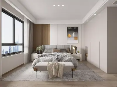 Modern bedroom 3D model 45