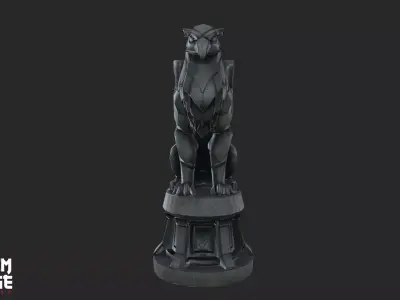 Stylized Griffin Statue  Low-poly 3D model
