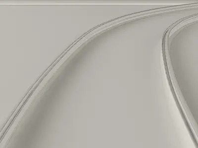 Tram Rails Element - Left Turn 3D model